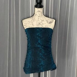 Express Women’s teal and clack snake skin tube top